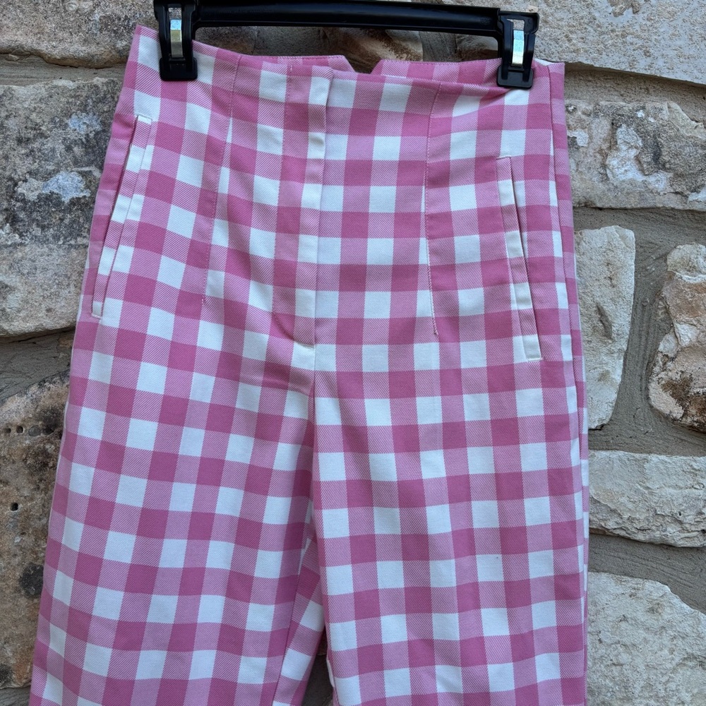 Zara pink plaid pants size us small - Picture 2 of 5